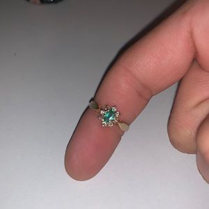 14k Diamond and Emerald engagement ring for sale